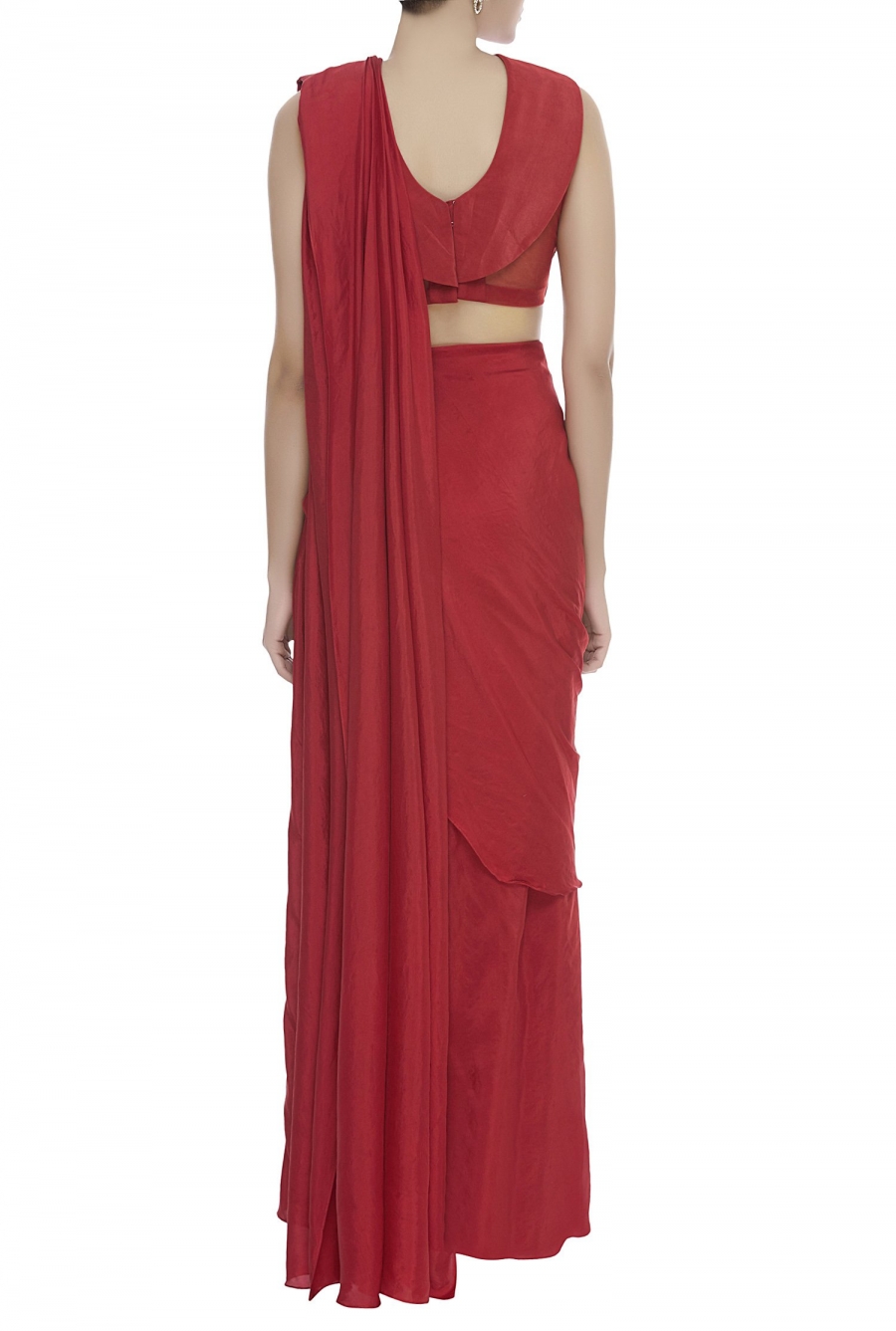 Buy Red Color Stitched Saree Online on Fresh Look Fashion