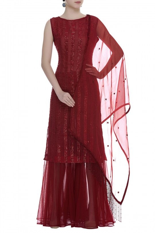 red sharara combination