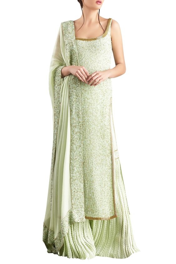 green sharara suit