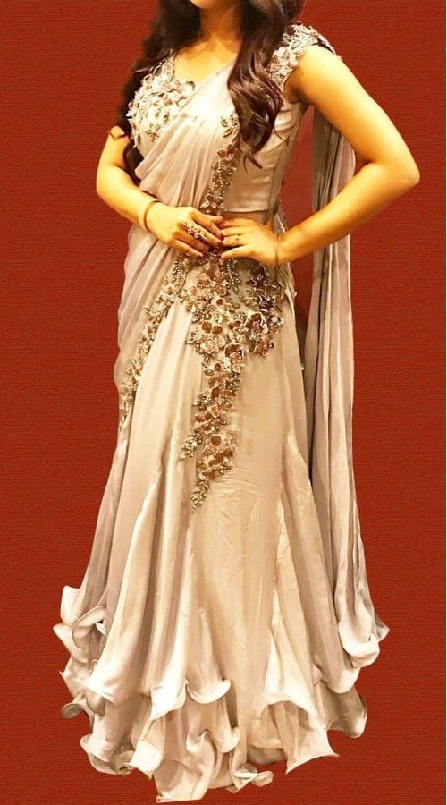 stitched saree gown