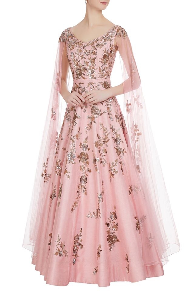 Buy Pink Color Embroidered Gown Online on Fresh Look Fashion