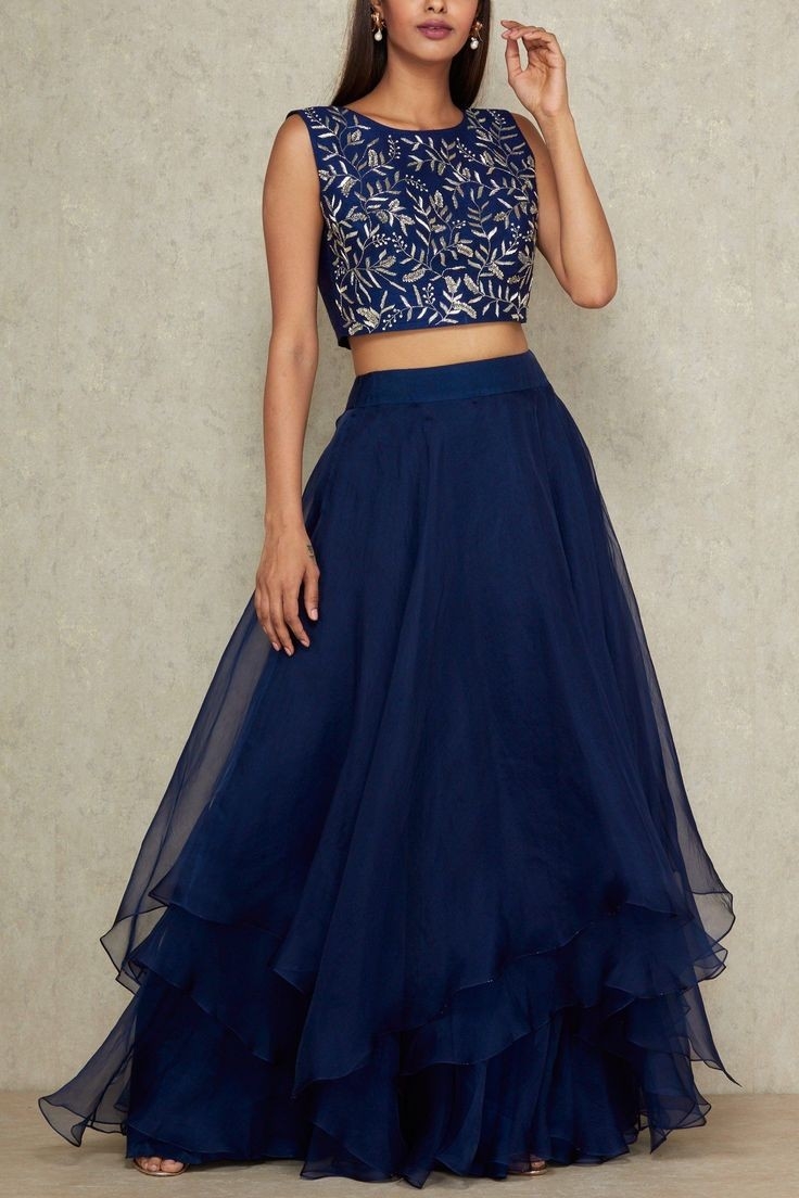 Blue crop hotsell top and skirt