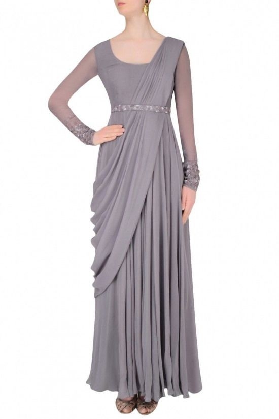 Buy Gray Color Saree Gown Online on Fresh Look Fashion