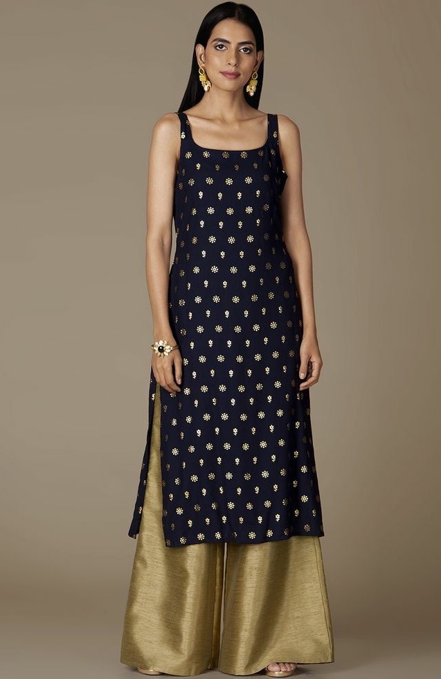 Buy Black And Golden Color Plazo Suit Online on Fresh Look Fashion