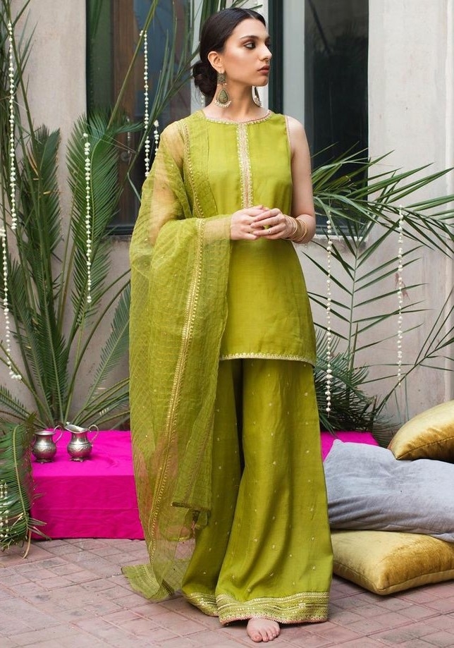 Buy Green Color Plazo Suit Online on Fresh Look Fashion