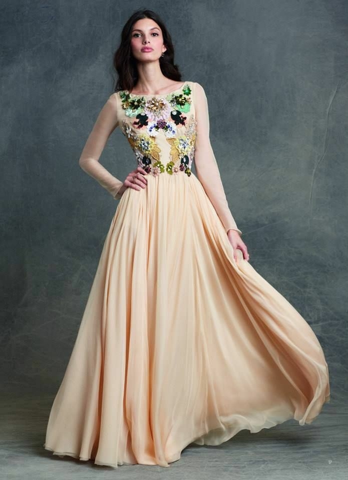 peach color long frock