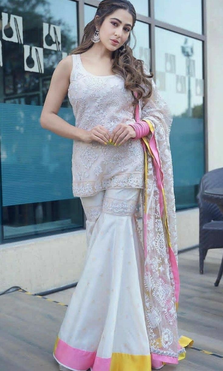 white net sharara suit