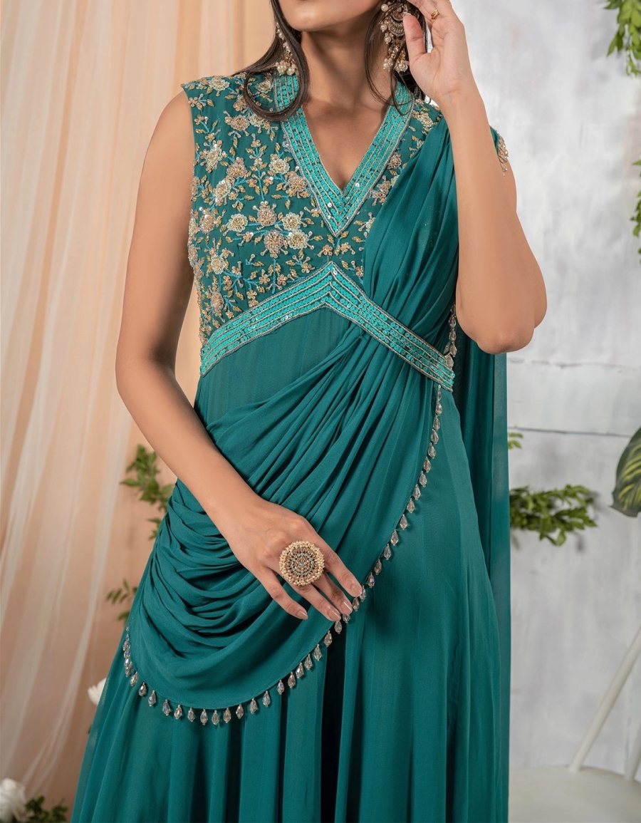 Saree Style Dresses - Buy Saree Style Clothing For Women & Girls Online –  Indya