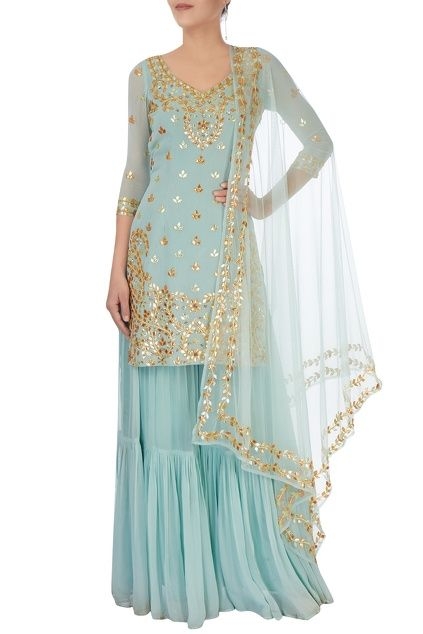 sharara suit in blue colour