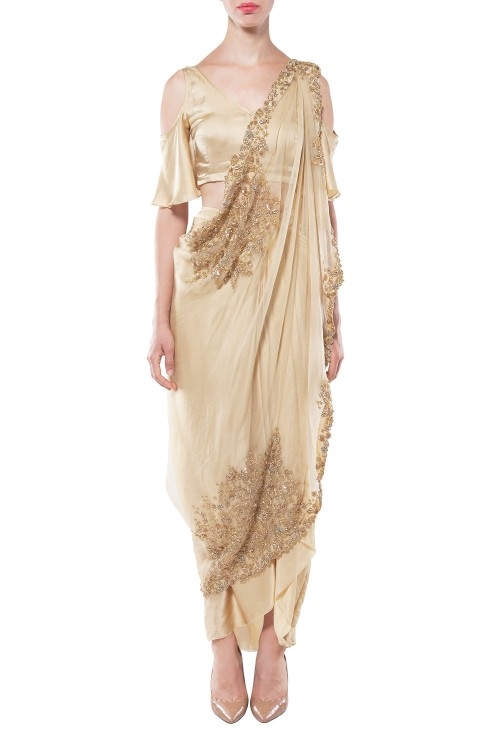 Buy Beige Color Dhoti Saree Online on Fresh Look Fashion