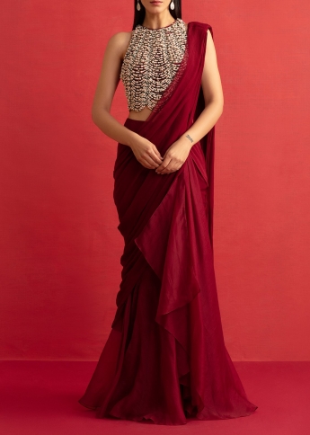 plain saree gown
