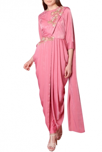 Pink Color Dhoti Saree
