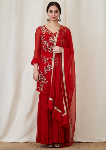 Red Color Sharara Suit
