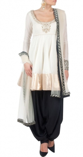White And Black Color Patiala Suit