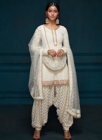 Georgette Floral Printed Frock Suit for Women White Sharara suit | YOYO  Fashion