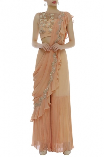Wheat Color Plazo Dress