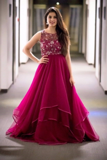 Deep Pink Color Gown