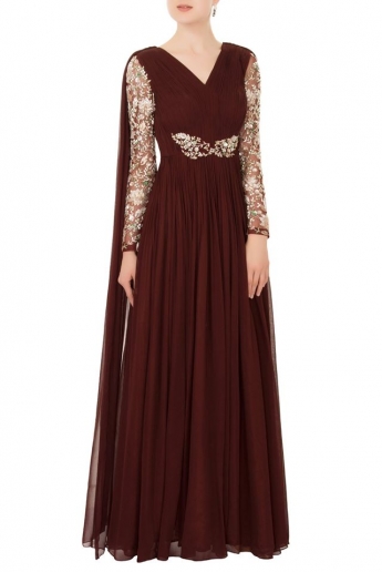 Maroon Color Saree Gown