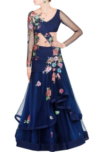 Blue Color Saree Gown