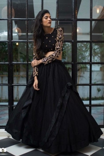 Black Color Crop Top Skirt
