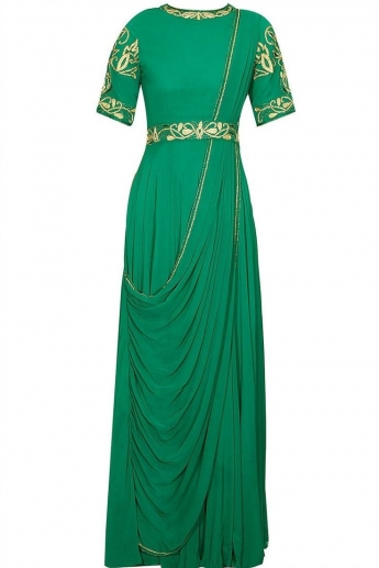 Green Color Saree Gown