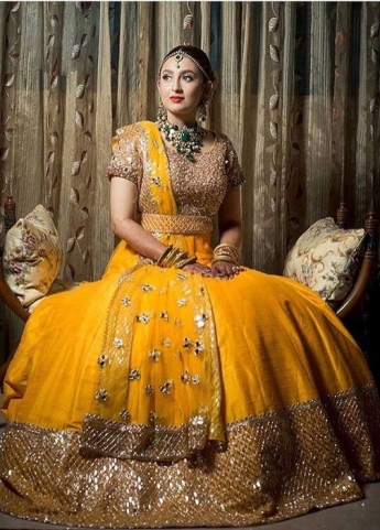 Yellow And Golden Color Lehenga