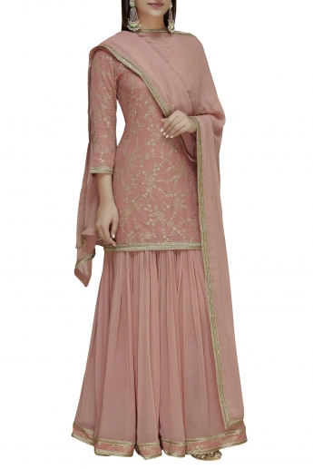 Rosy Brown Color Sharara Suit