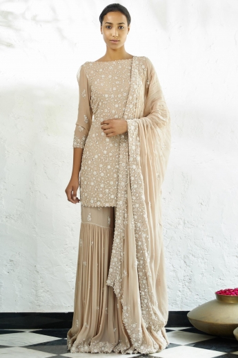 Light Goldenrod Yellow Color Sharara Suit