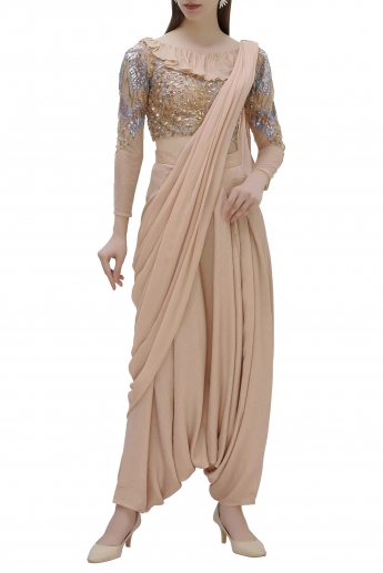 Beige Color Dhoti Saree