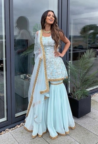 Sky Blue Color Sharara Suit