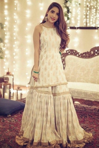 Antique White Color Sharara Suit