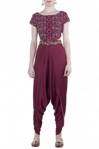 Maroon Color Dhoti Style Dress