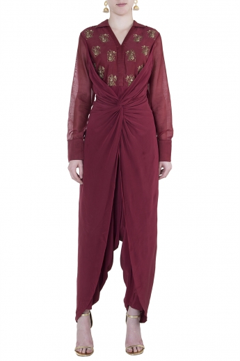 Maroon Color Dhoti Style Dress