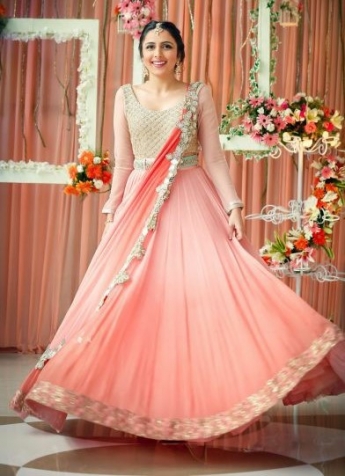 Pink Color Saree Gown