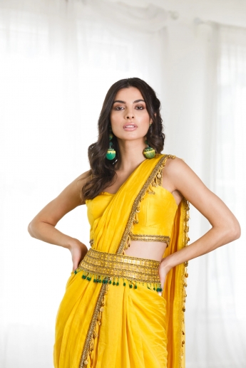 Yellow Color Dhoti Saree