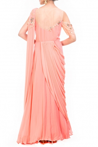 Peach Color Saree Gown