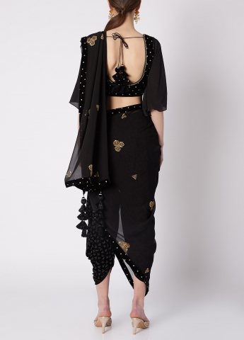 Black Color Dhoti Saree