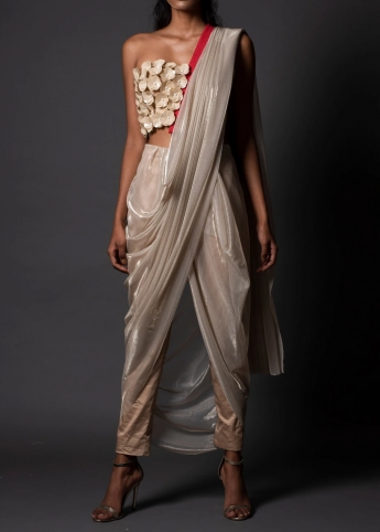 Antique White Color Pant Saree