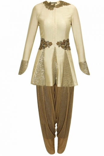 Antique White And Golden Color Designer Suit