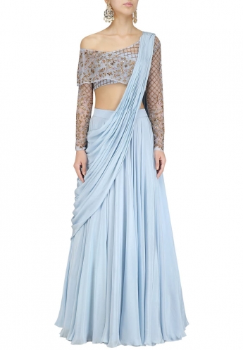 Sky Blue Saree Gown