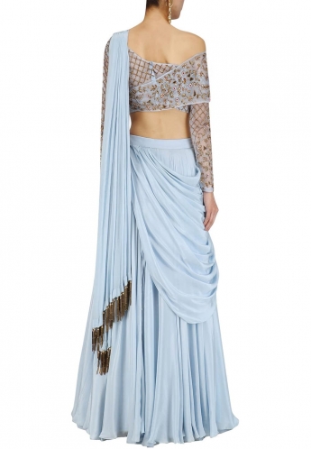 Sky Blue Saree Gown