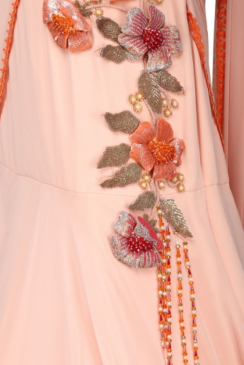 Peach Pre Draped Saree Gown