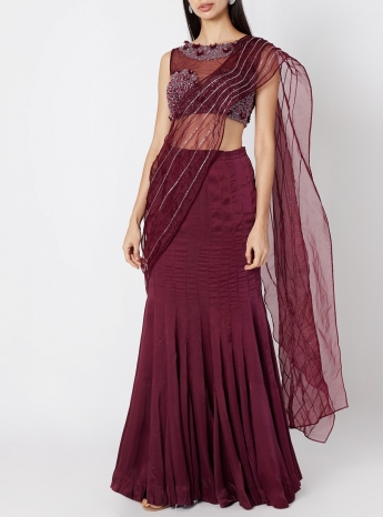 Maroon Saree Gown