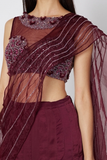 Maroon Saree Gown