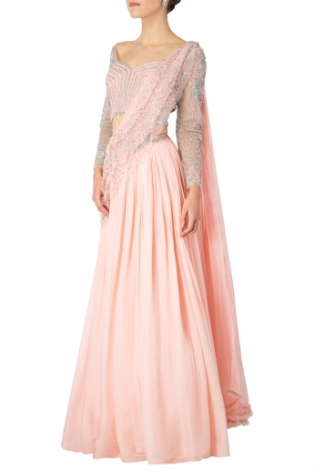 Peach Saree Gown