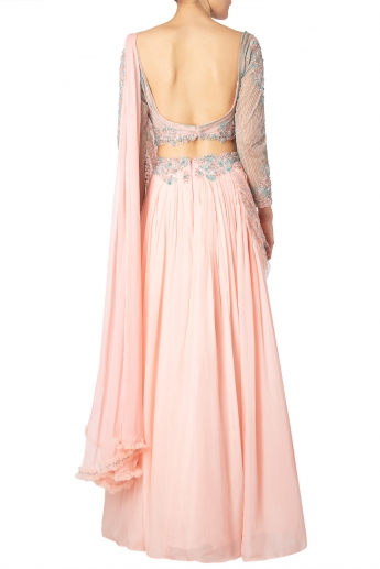 Peach Saree Gown