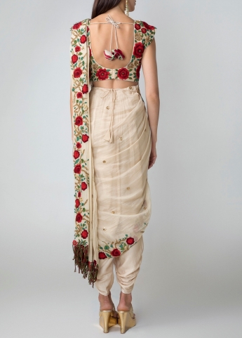 Beige Color Dhoti Saree