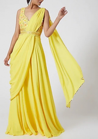 Yellow Saree Gown