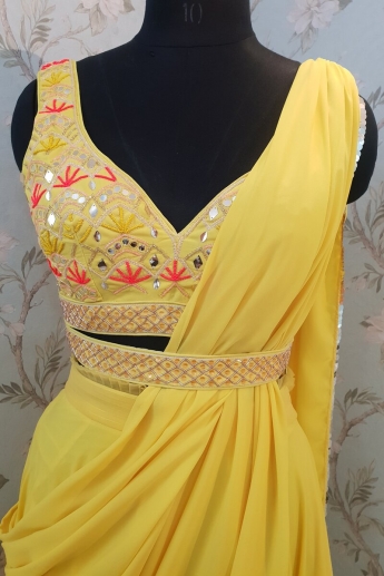 Yellow Saree Gown