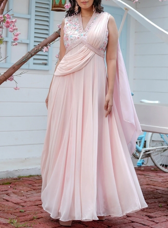 Light Pink Saree Gown